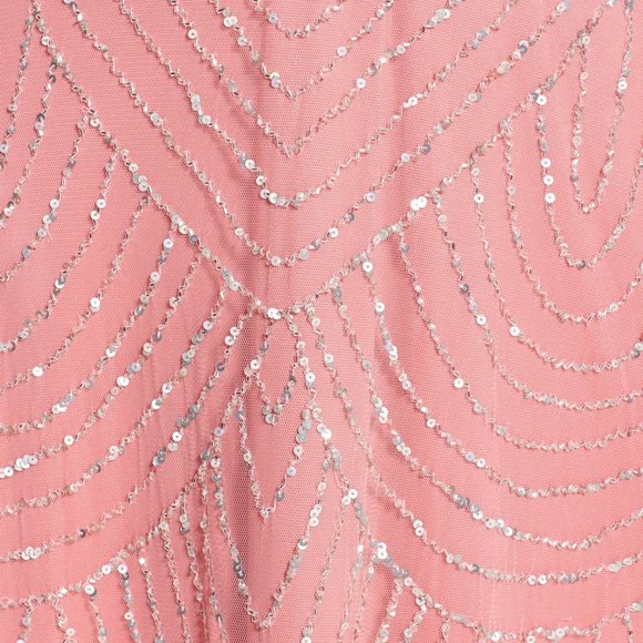 NEW Adrianna‎ Papell Art Deco Beaded Blouson Gown in Sorbet Pink [SZ 10 ] - Picture 11 of 11